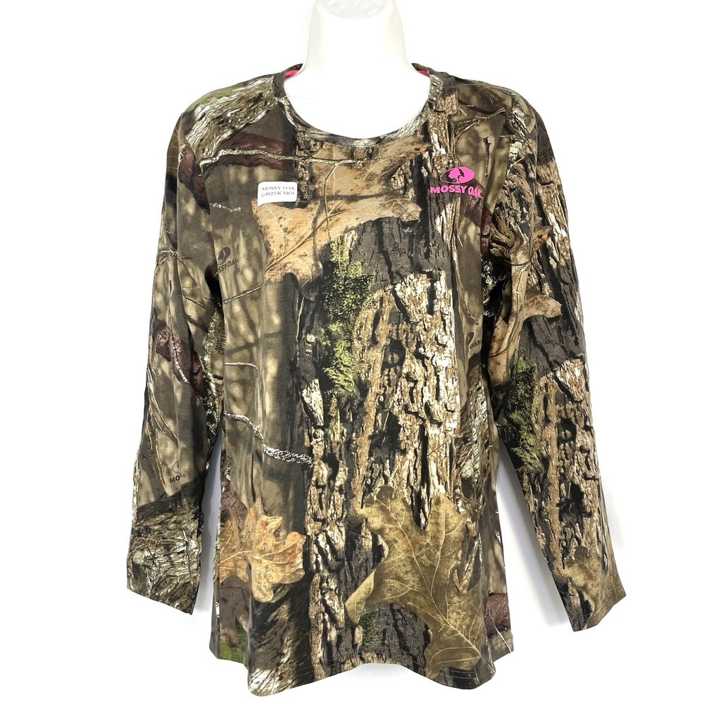 Mossy Oak Break-Up Infinity Camo Shirt Womens M Long Sleeve Pink Logo Hunting